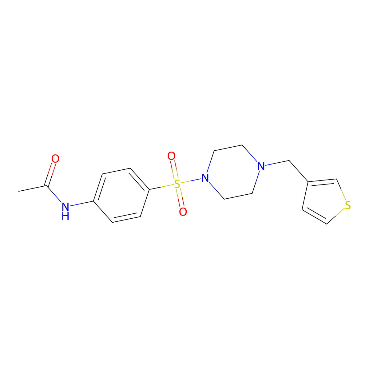 N-[4-[4-(thiophen-3-ylmethyl)piperazin-1-yl]sulfonylphenyl]acetamide molecular structure, CAS 428836-83-3