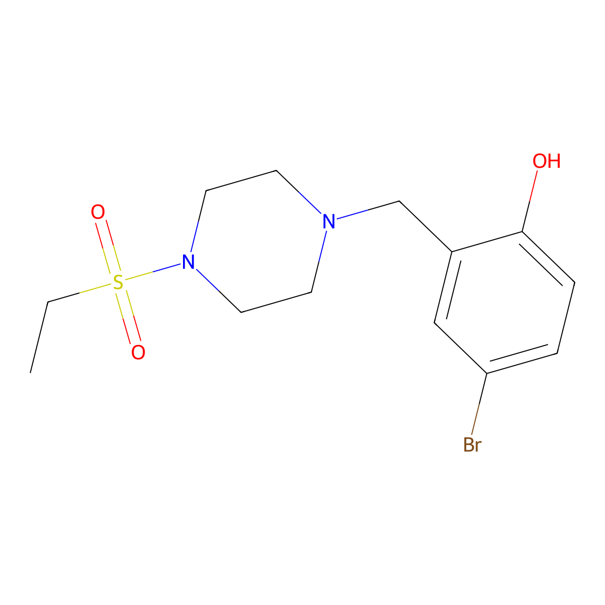 4-Bromo-2-(4-ethanesulfonyl-piperazin-1-ylmethyl)-phenol molecular structure, CAS 428836-84-4