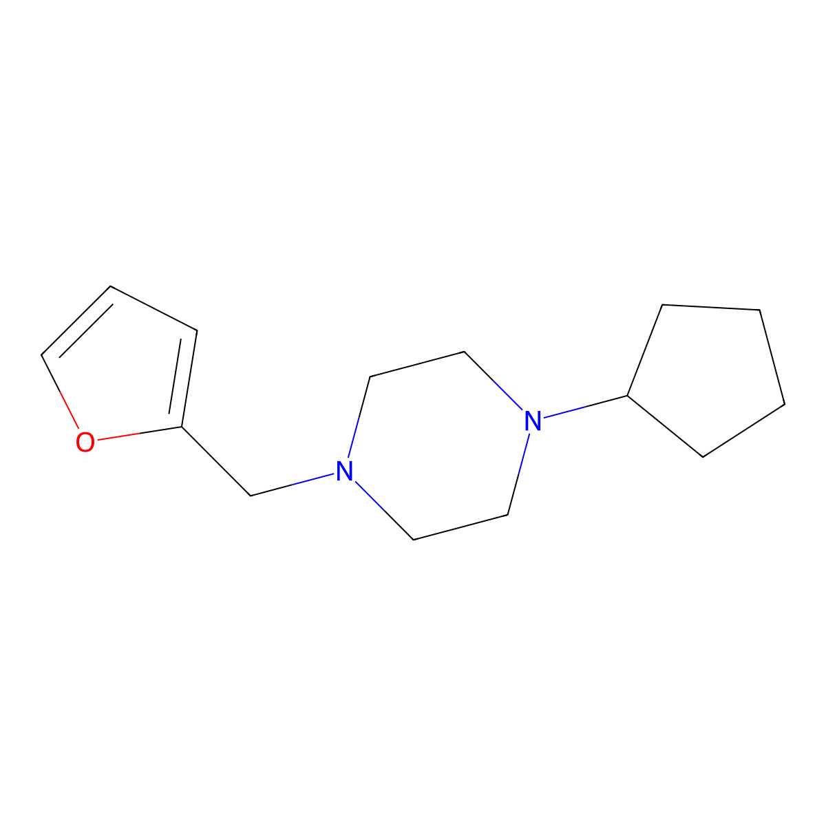 1-Cyclopentyl-4-(furan-2-ylmethyl)piperazine molecular structure, CAS 428837-10-9