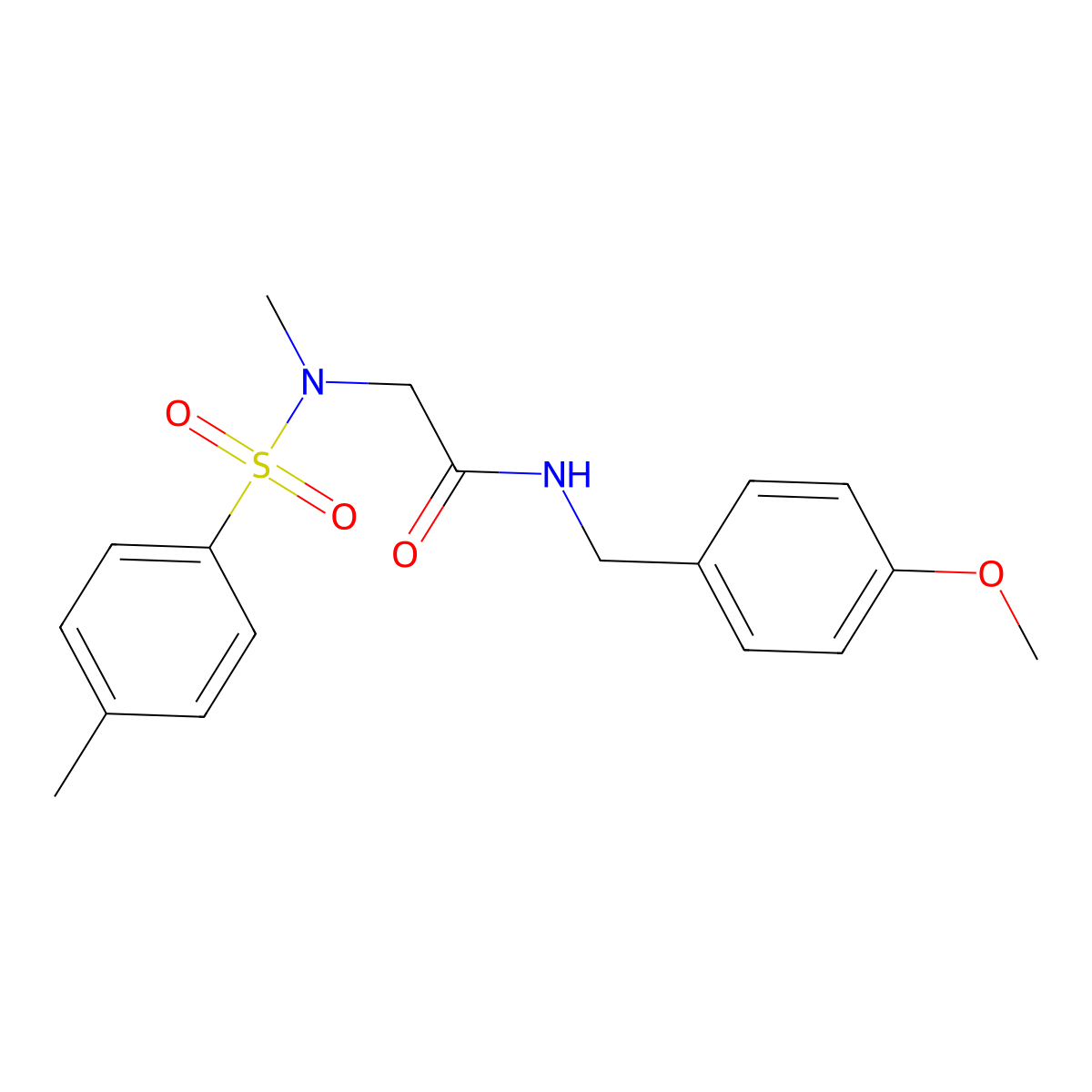 N-[(4-methoxyphenyl)methyl]-2-[methyl-(4-methylphenyl)sulfonylamino]acetamide molecular structure, CAS 428837-11-0