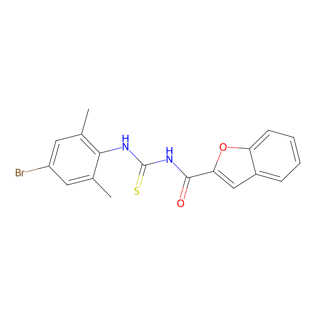 N-[(4-bromo-2,6-dimethylphenyl)carbamothioyl]-1-benzofuran-2-carboxamide molecular structure, CAS 428837-17-6