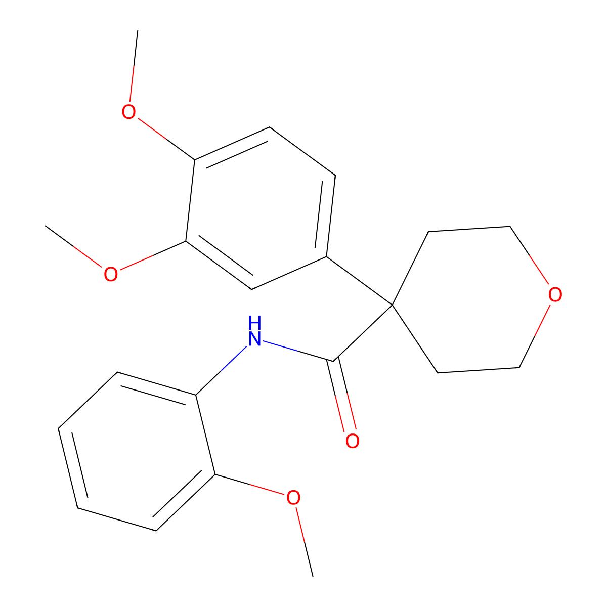 4-(3,4-dimethoxyphenyl)-N-(2-methoxyphenyl)oxane-4-carboxamide molecular structure, CAS 428837-24-5