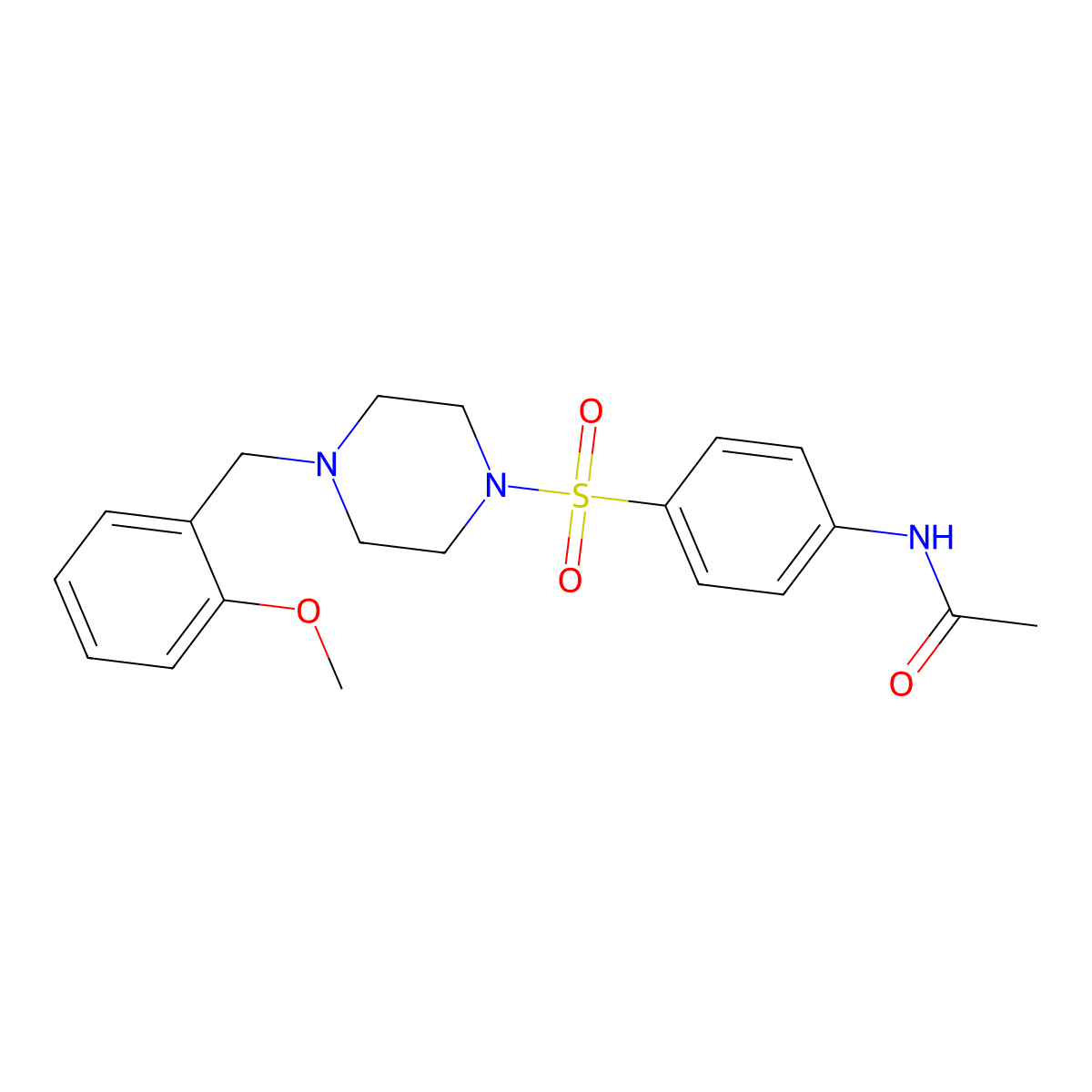 N-[4-[4-[(2-methoxyphenyl)methyl]piperazin-1-yl]sulfonylphenyl]acetamide molecular structure, CAS 428837-25-6