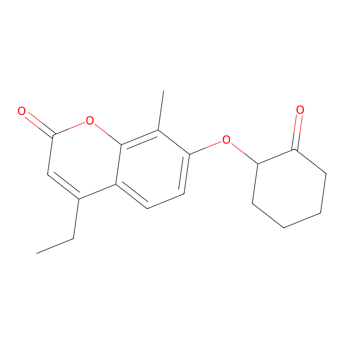 4-Ethyl-8-methyl-7-(2-oxo-cyclohexyloxy)-chromen-2-one molecular structure, CAS 428837-28-9