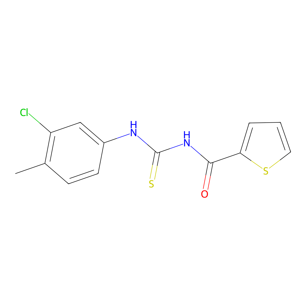 N-[(3-chloro-4-methylphenyl)carbamothioyl]thiophene-2-carboxamide molecular structure, CAS 428837-41-6