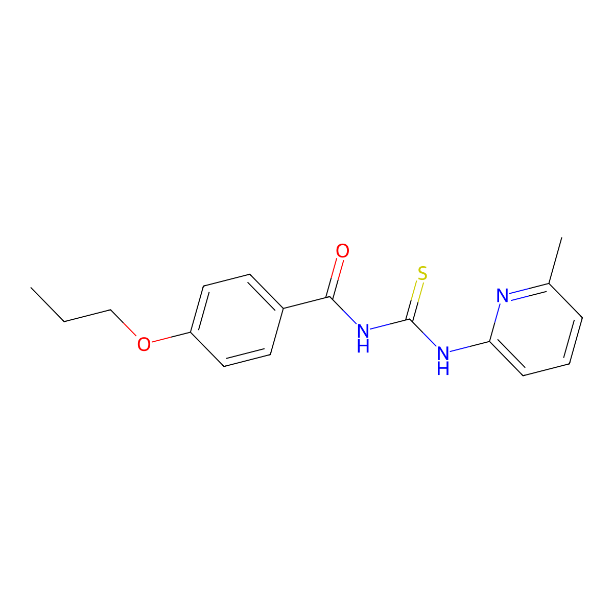 N-[(6-methylpyridin-2-yl)carbamothioyl]-4-propoxybenzamide molecular structure, CAS 428837-46-1