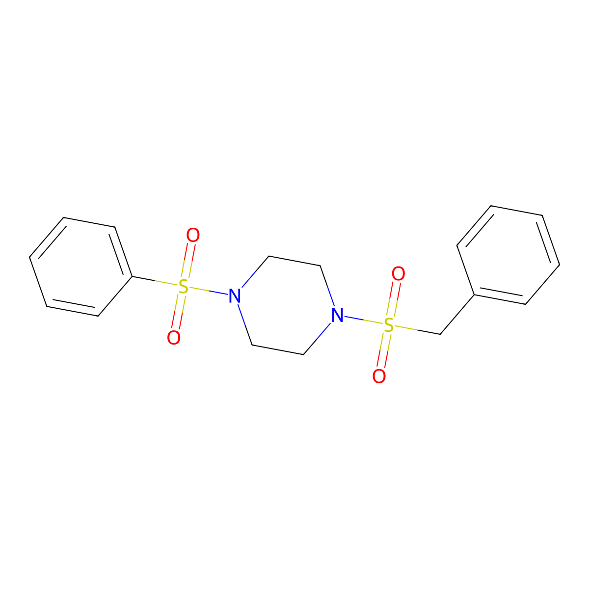 1-(Benzylsulfonyl)-4-(phenylsulfonyl)piperazine molecular structure, CAS 428837-47-2