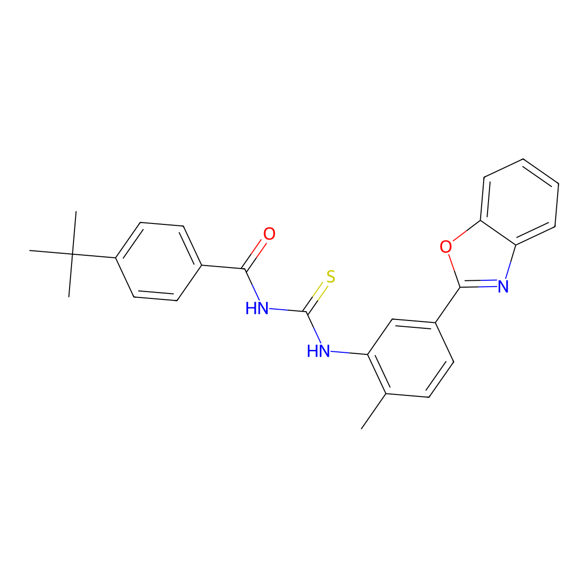 N-[[5-(1,3-benzoxazol-2-yl)-2-methylphenyl]carbamothioyl]-4-tert-butylbenzamide molecular structure, CAS 428837-48-3