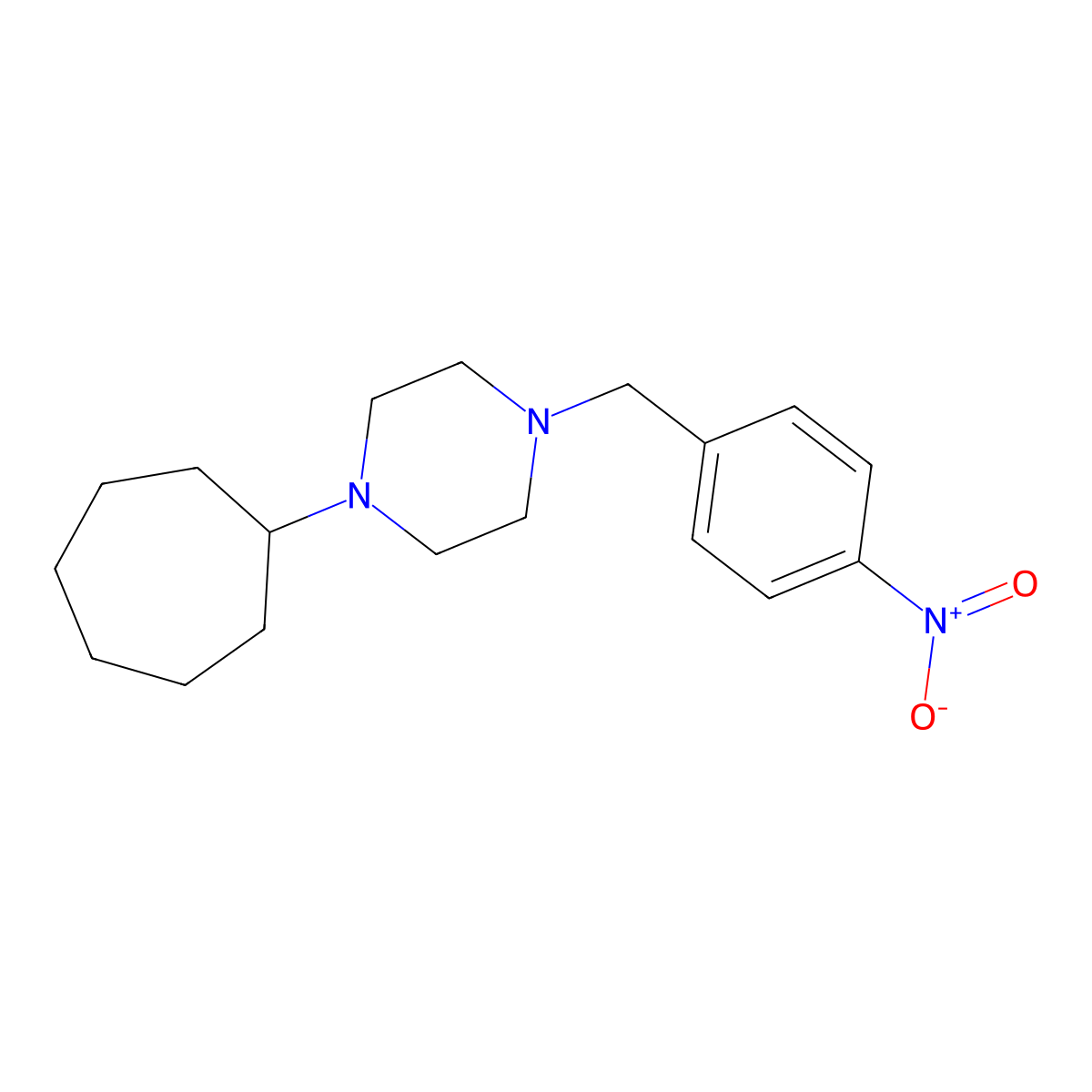 1-Cycloheptyl-4-[(4-nitrophenyl)methyl]piperazine molecular structure, CAS 428837-49-4