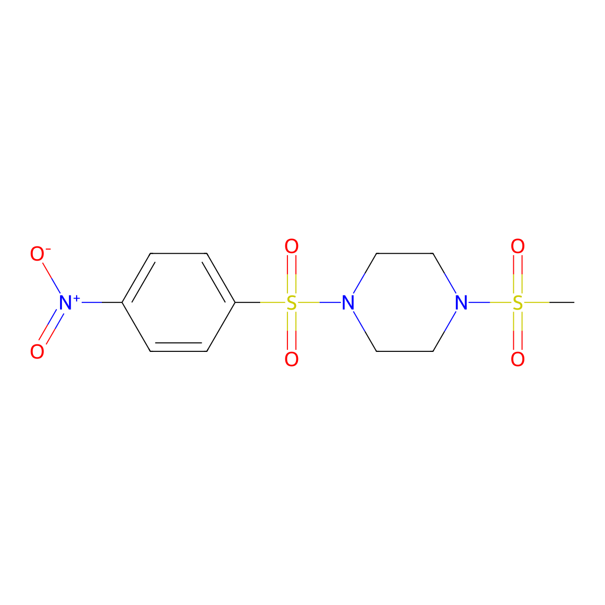 1-Methylsulfonyl-4-(4-nitrophenyl)sulfonylpiperazine molecular structure, CAS 428837-53-0