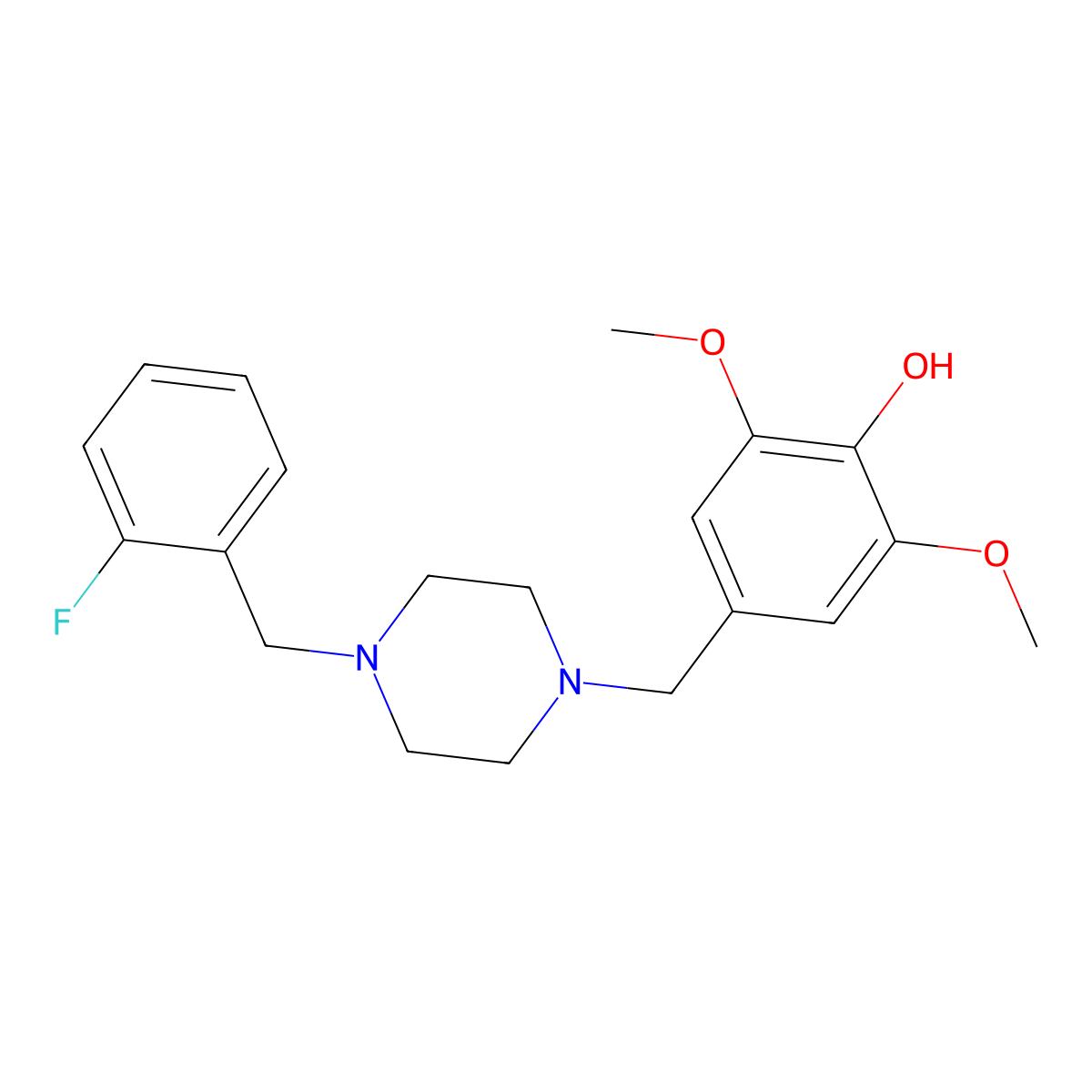 4-[[4-[(2-Fluorophenyl)methyl]piperazin-1-yl]methyl]-2,6-dimethoxyphenol molecular structure, CAS 428837-55-2