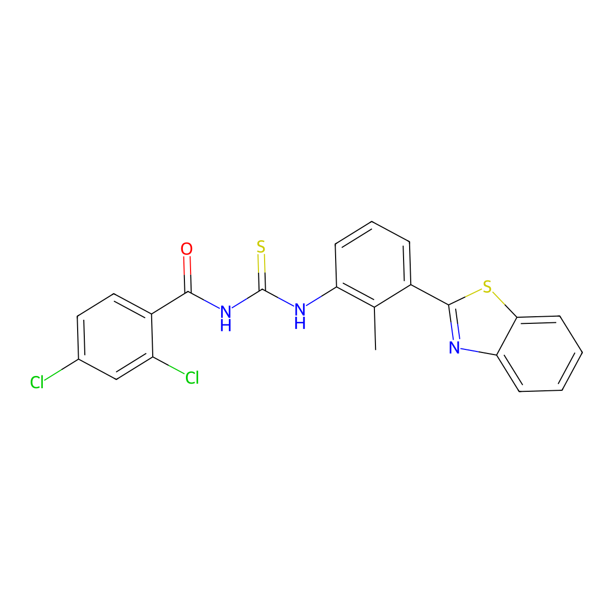 N-[[3-(1,3-benzothiazol-2-yl)-2-methylphenyl]carbamothioyl]-2,4-dichlorobenzamide molecular structure, CAS 428837-60-9