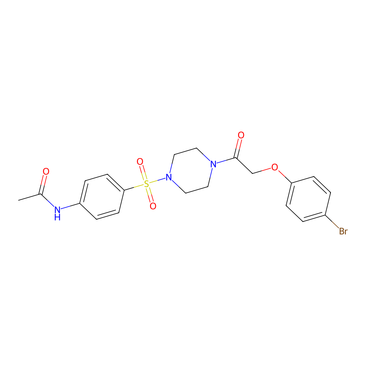 N-[4-[4-[2-(4-bromophenoxy)acetyl]piperazin-1-yl]sulfonylphenyl]acetamide molecular structure, CAS 428837-61-0