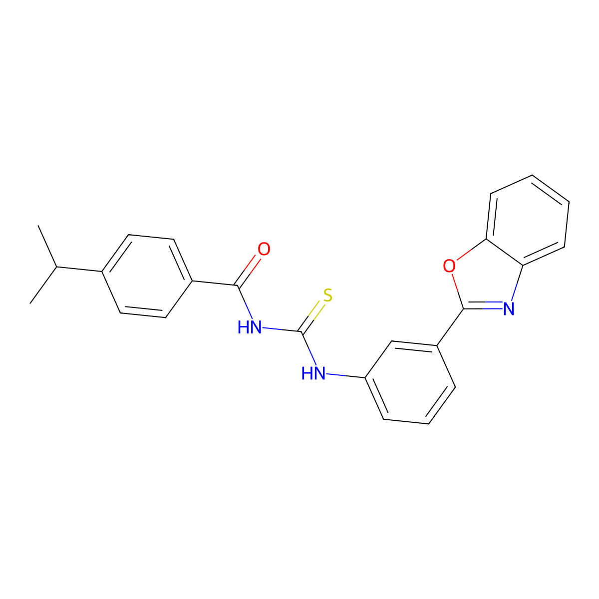 N-[[3-(1,3-benzoxazol-2-yl)phenyl]carbamothioyl]-4-propan-2-ylbenzamide molecular structure, CAS 428837-68-7