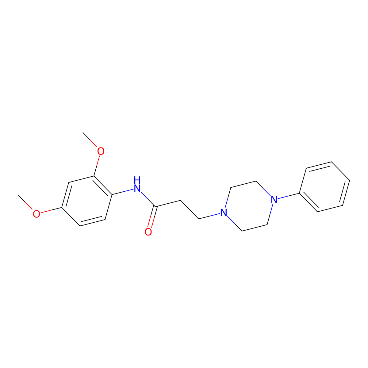 N-(2,4-dimethoxyphenyl)-3-(4-phenylpiperazin-1-yl)propanamide molecular structure, CAS 428837-69-8