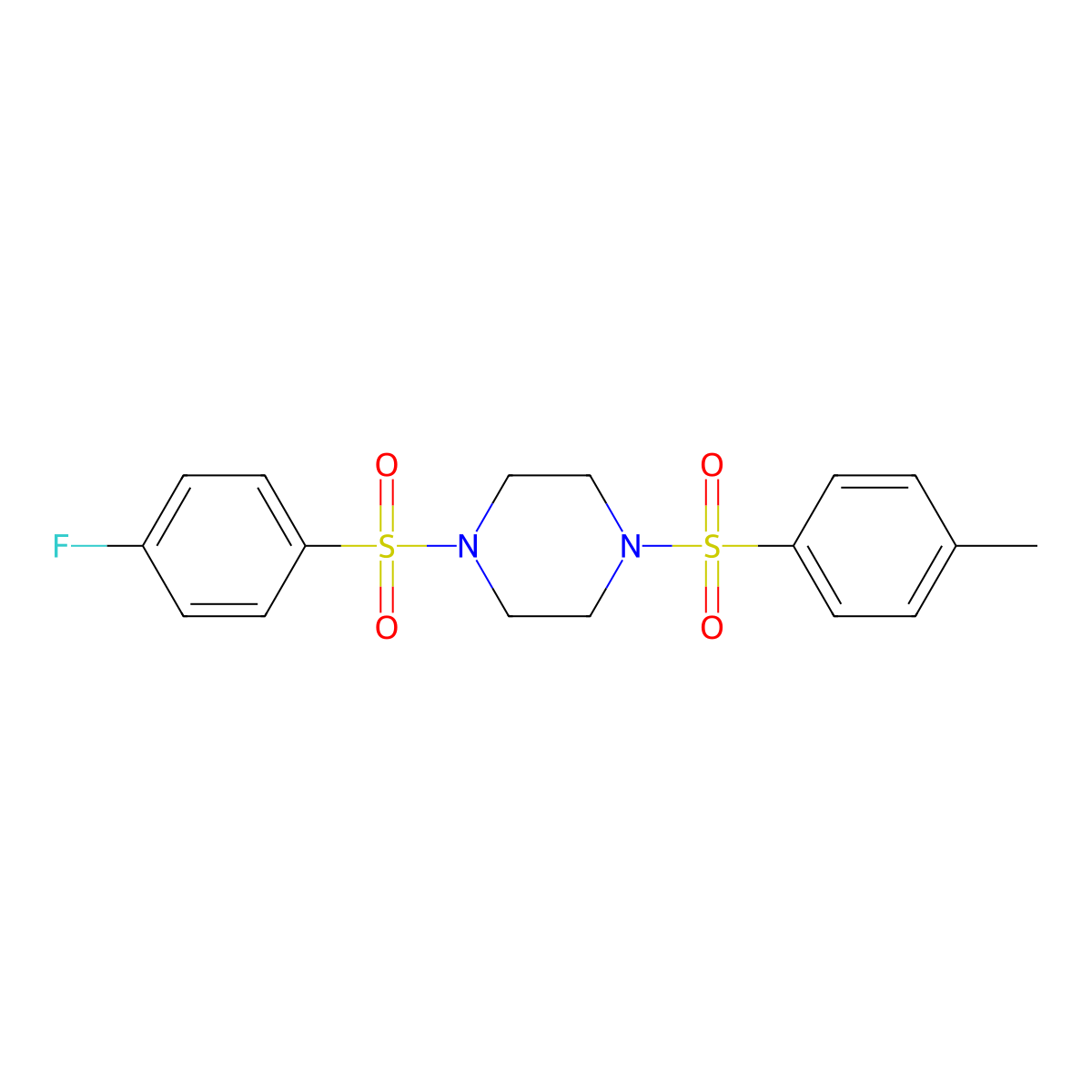 1-(4-Fluorophenyl)sulfonyl-4-(4-methylphenyl)sulfonylpiperazine molecular structure, CAS 428837-71-2