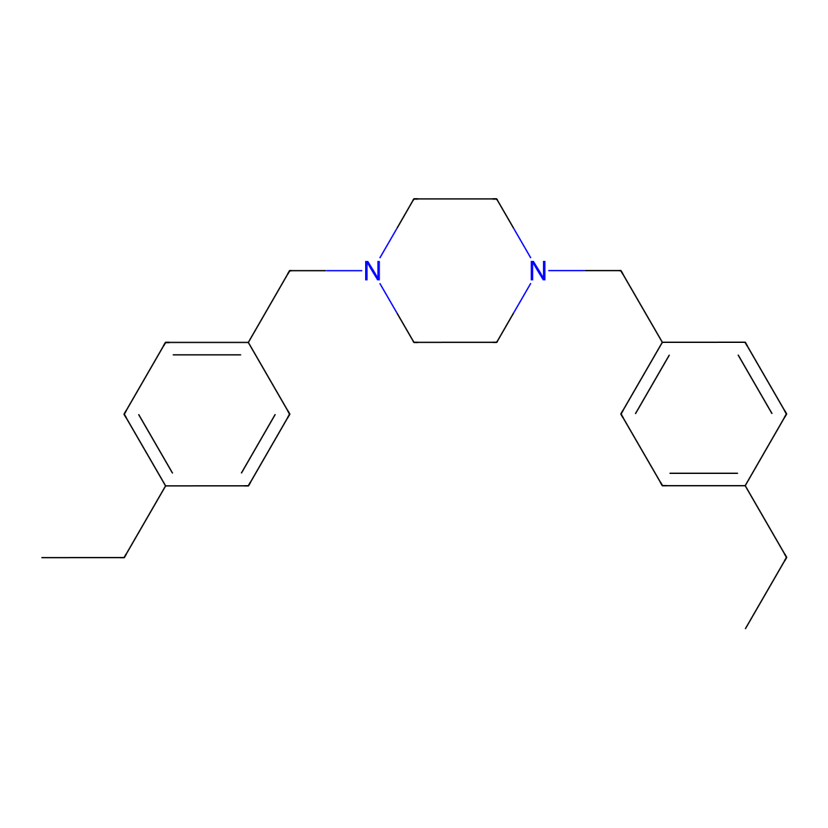 1,4-Bis[(4-ethylphenyl)methyl]piperazine molecular structure, CAS 428837-80-3