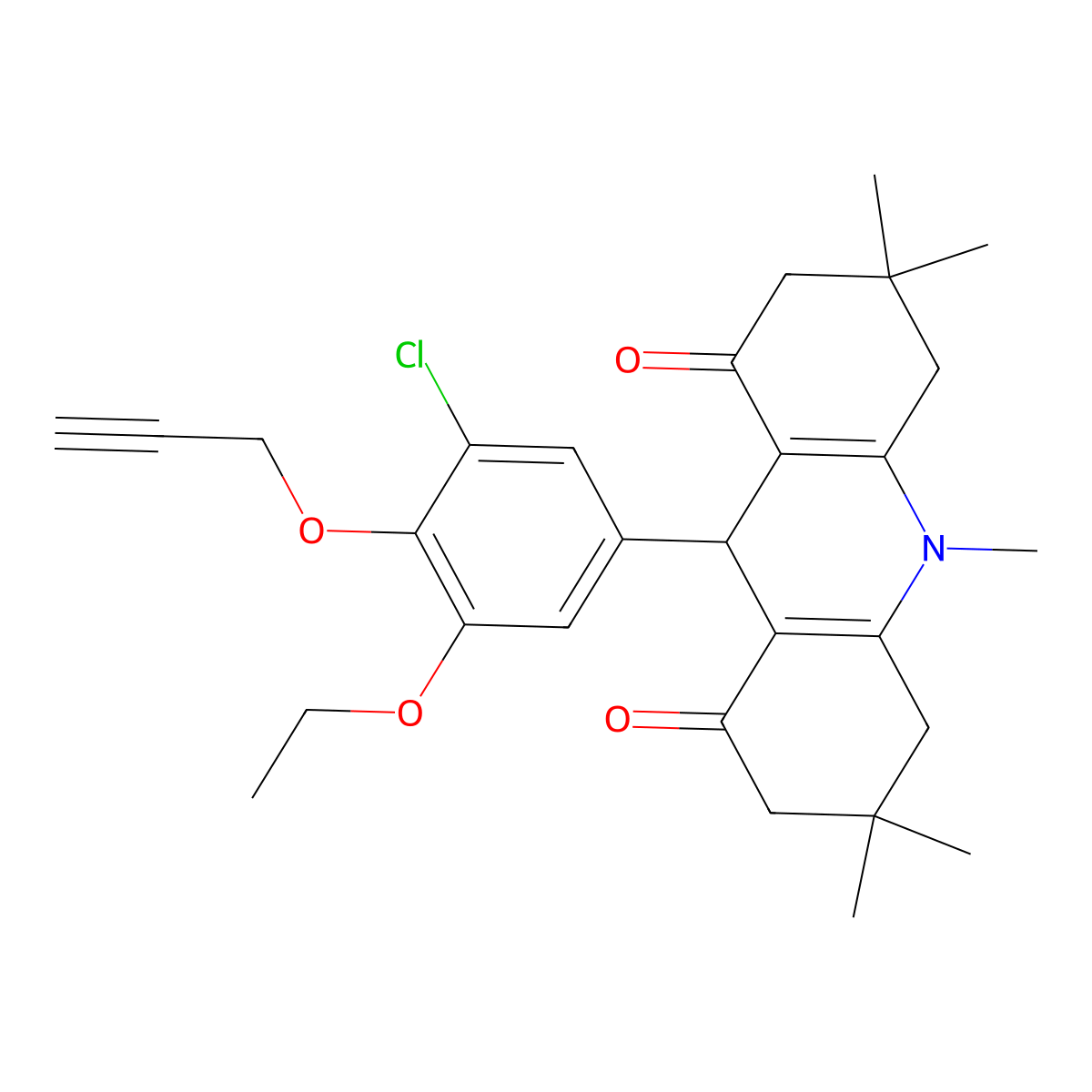 9-(3-chloro-5-ethoxy-4-prop-2-ynoxyphenyl)-3,3,6,6,10-pentamethyl-4,5,7,9-tetrahydro-2H-acridine-1,8-dione molecular structure, CAS 428837-82-5