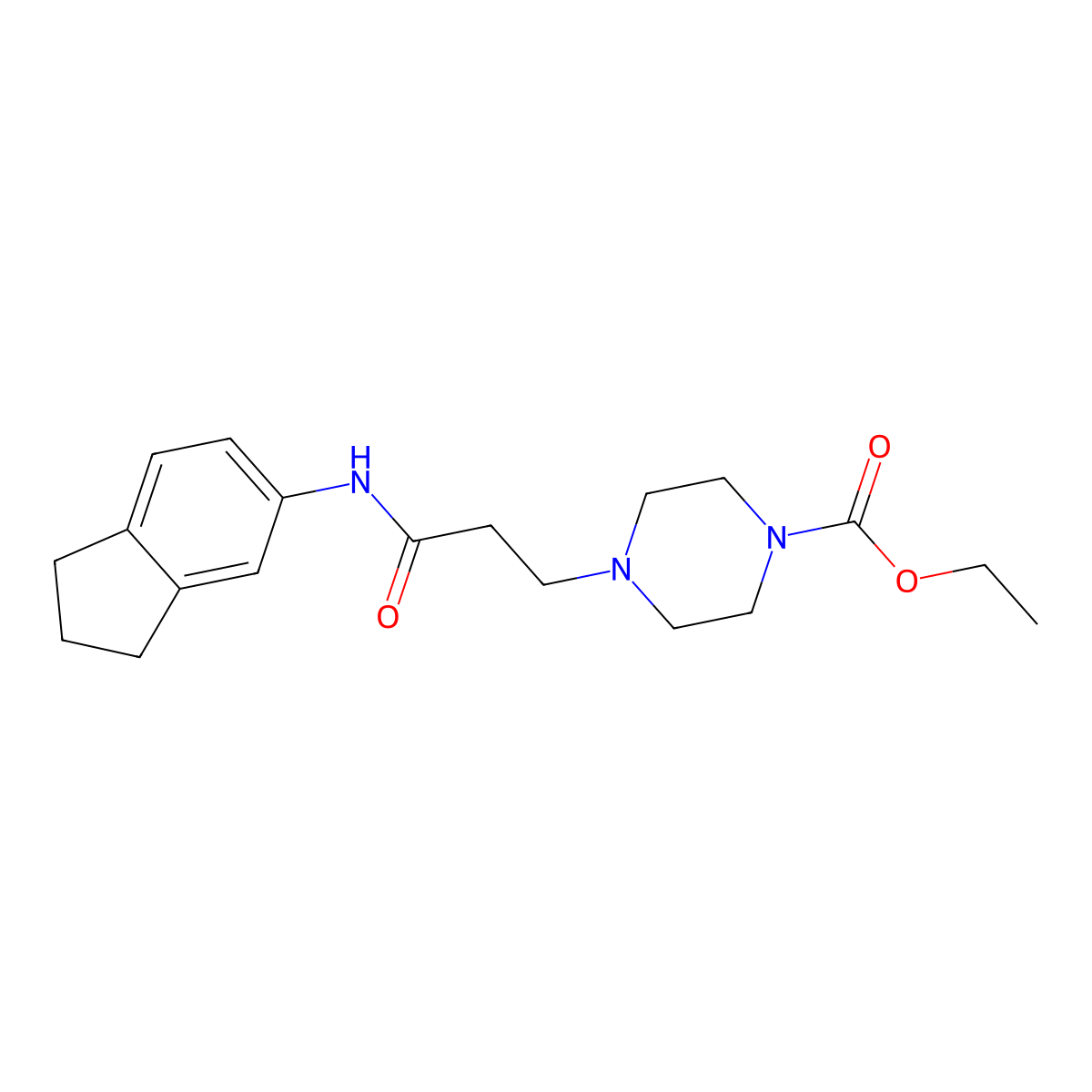 ethyl 4-[3-(2,3-dihydro-1H-inden-5-ylamino)-3-oxopropyl]piperazine-1-carboxylate molecular structure, CAS 428837-83-6