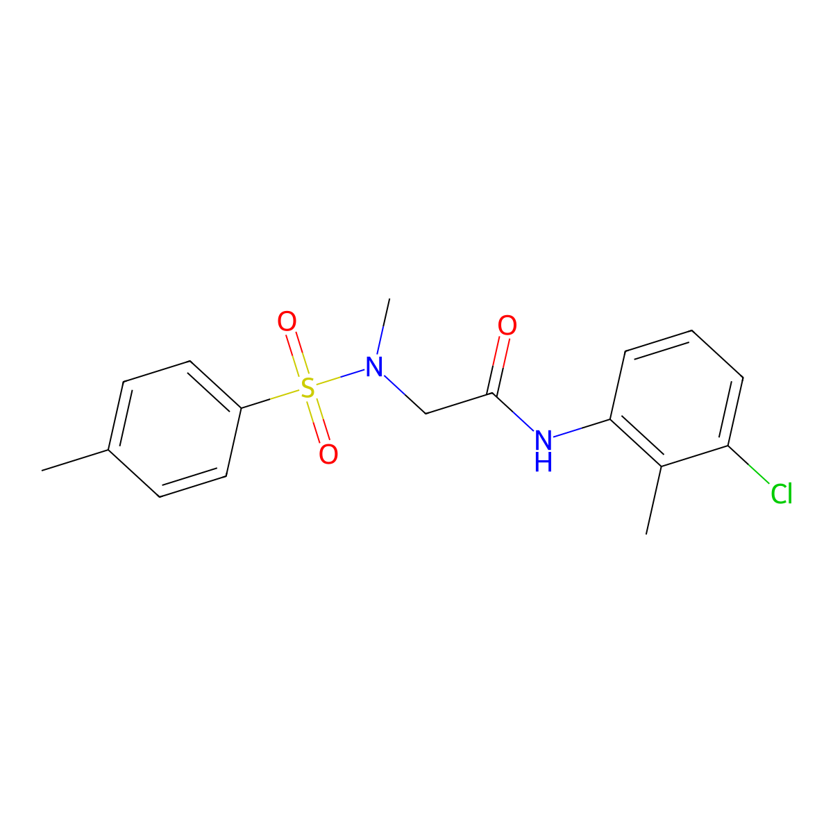 N-(3-chloro-2-methylphenyl)-2-[methyl-(4-methylphenyl)sulfonylamino]acetamide molecular structure, CAS 428837-84-7