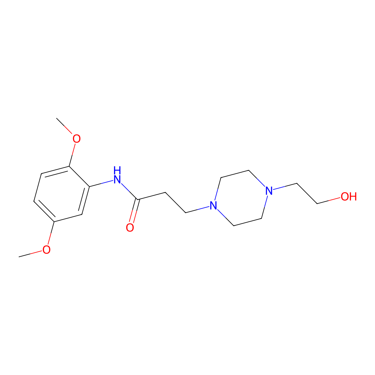 N-(2,5-dimethoxyphenyl)-3-[4-(2-hydroxyethyl)piperazin-1-yl]propanamide molecular structure, CAS 428837-90-5