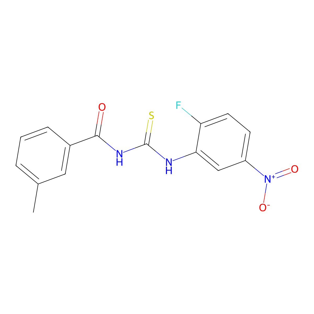 N-[(2-fluoro-5-nitrophenyl)carbamothioyl]-3-methylbenzamide molecular structure, CAS 428837-91-6