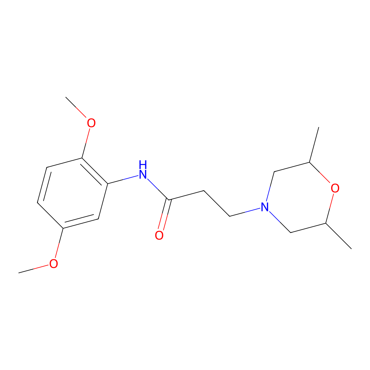 N-(2,5-dimethoxyphenyl)-3-(2,6-dimethylmorpholin-4-yl)propanamide molecular structure, CAS 428837-99-4