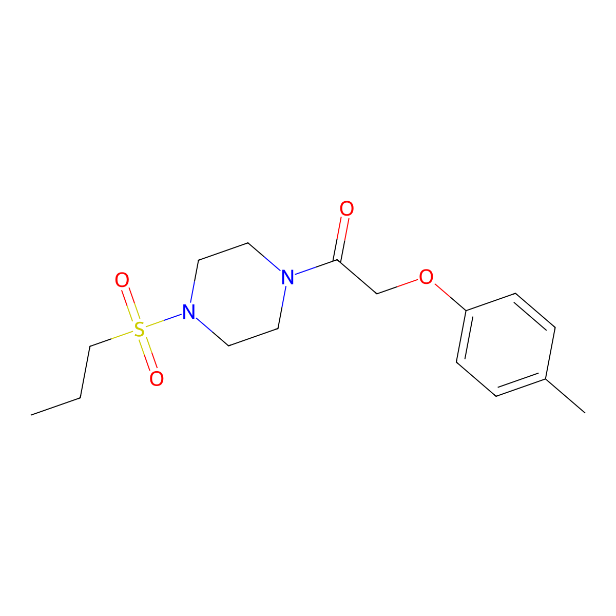 2-(4-Methylphenoxy)-1-(4-propylsulfonylpiperazin-1-yl)ethanone molecular structure, CAS 428838-04-4