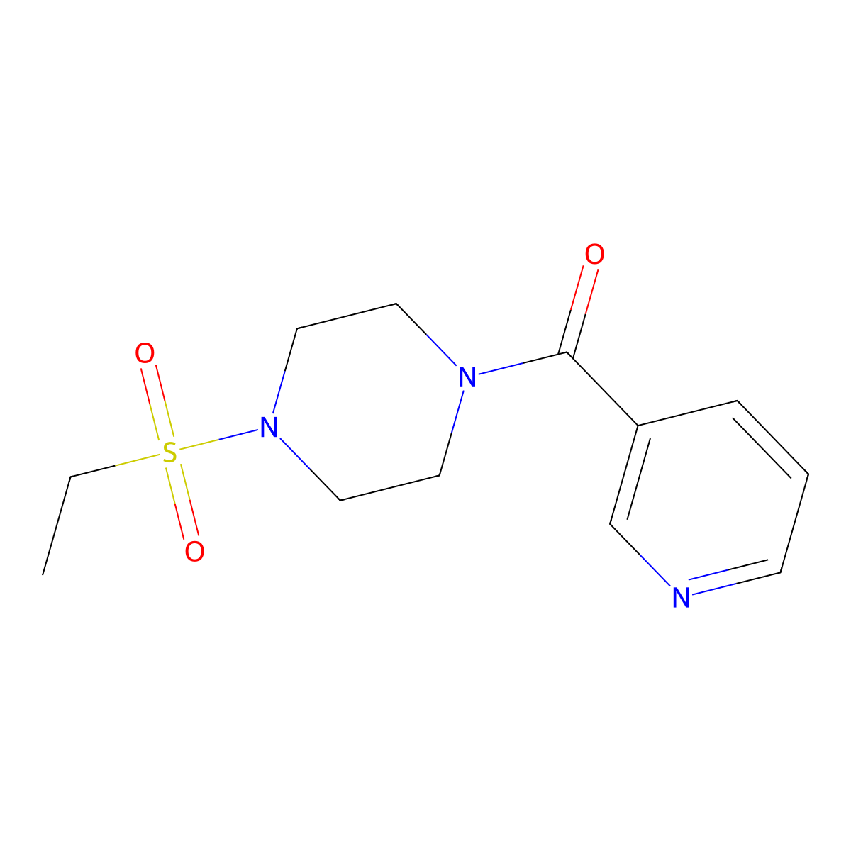 (4-Ethylsulfonylpiperazin-1-yl)-pyridin-3-ylmethanone molecular structure, CAS 428838-07-7