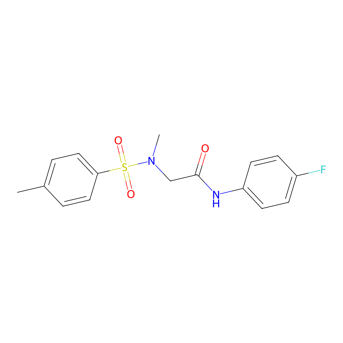 N-(4-fluorophenyl)-2-[methyl-(4-methylphenyl)sulfonylamino]acetamide molecular structure, CAS 428838-08-8
