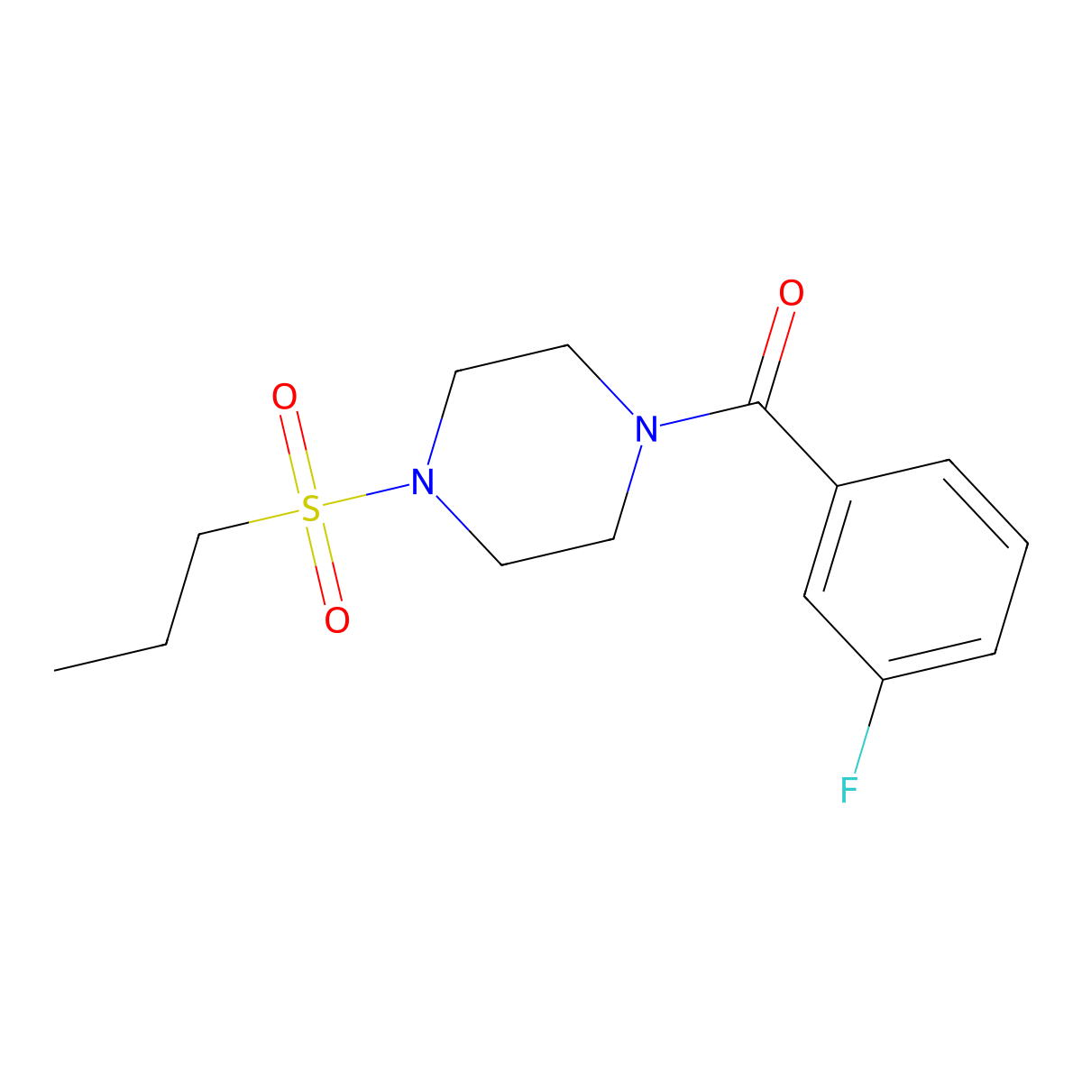 (3-Fluorophenyl)-(4-propylsulfonylpiperazin-1-yl)methanone molecular structure, CAS 428838-14-6