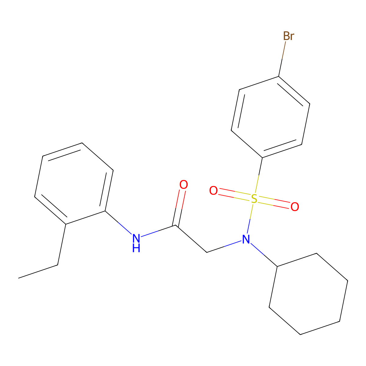 2-[(4-bromophenyl)sulfonyl-cyclohexylamino]-N-(2-ethylphenyl)acetamide molecular structure, CAS 428838-32-8