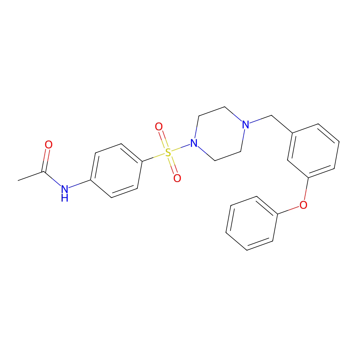 N-[4-[4-[(3-phenoxyphenyl)methyl]piperazin-1-yl]sulfonylphenyl]acetamide molecular structure, CAS 428838-43-1