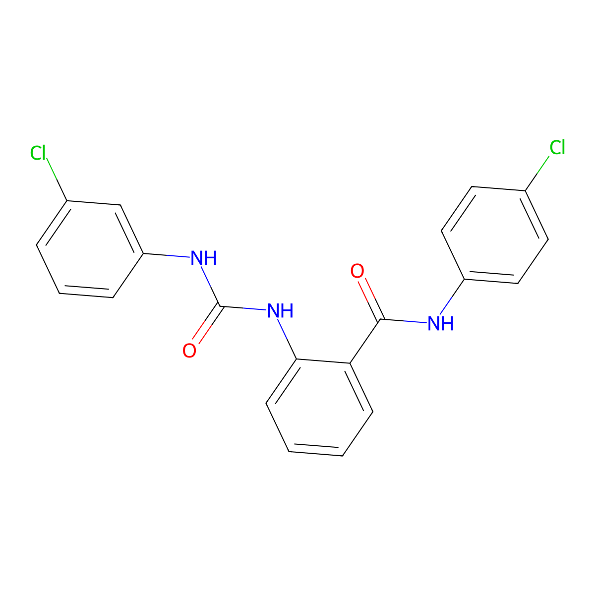 N-(4-chlorophenyl)-2-[(3-chlorophenyl)carbamoylamino]benzamide molecular structure, CAS 428838-44-2