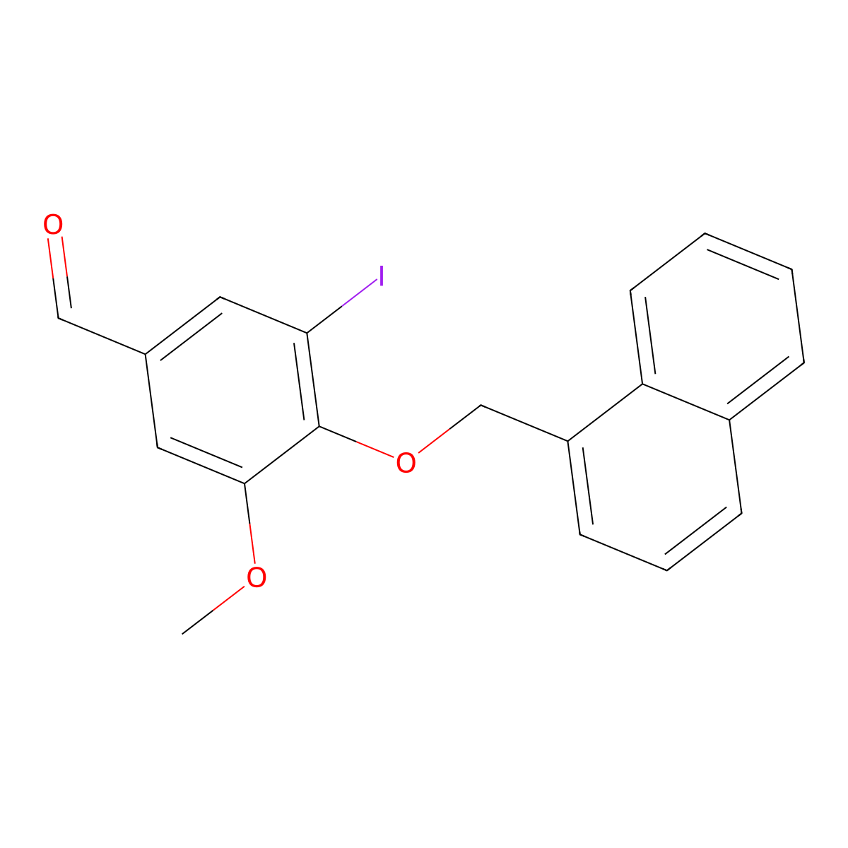 3-Iodo-5-methoxy-4-(naphthalen-1-ylmethoxy)benzaldehyde molecular structure, CAS 428838-46-4
