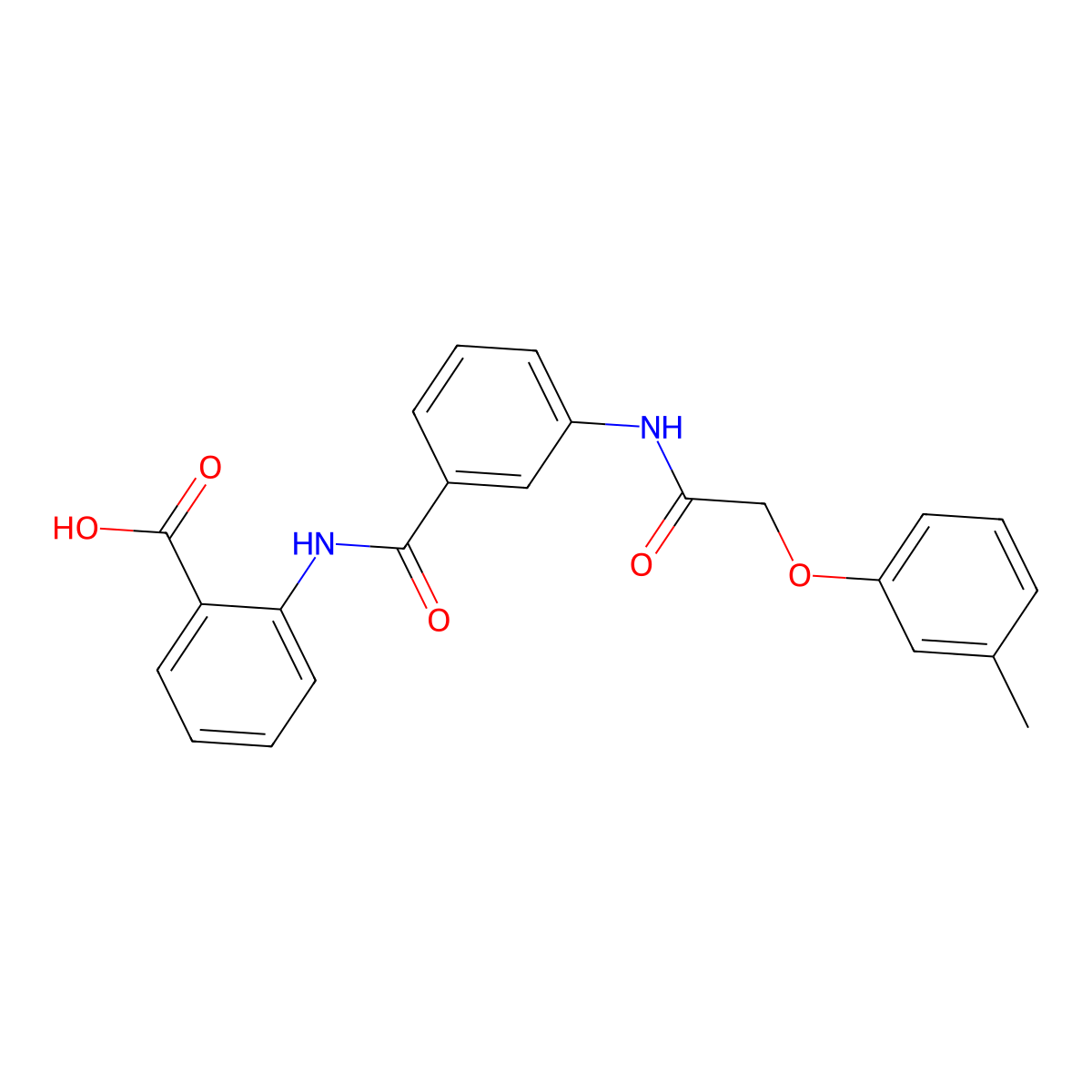 2-[(3-{[(3-Methylphenoxy)acetyl]amino}benzoyl)amino]benzoic acid molecular structure, CAS 428838-47-5