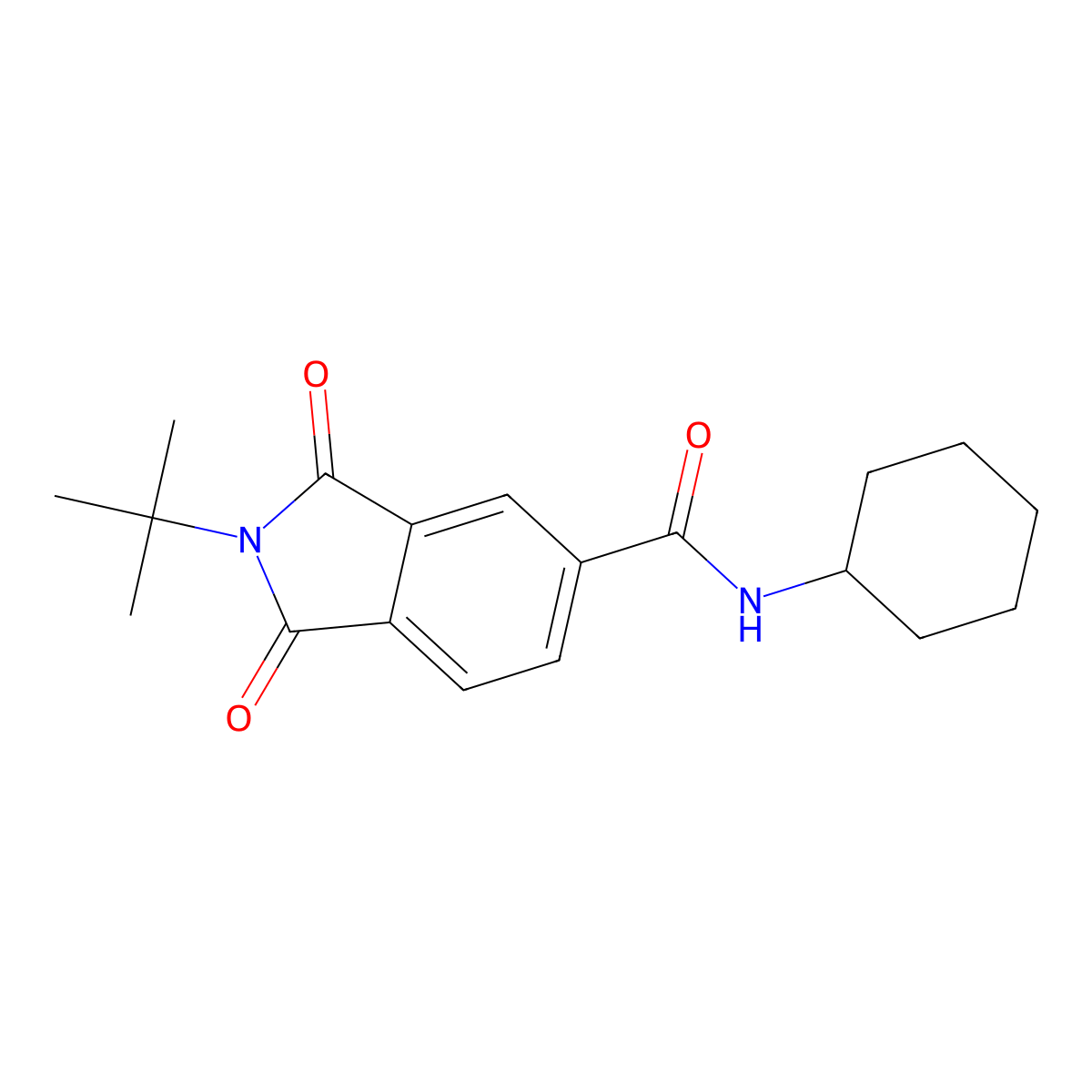 2-tert-butyl-N-cyclohexyl-1,3-dioxoisoindole-5-carboxamide molecular structure, CAS 428838-50-0