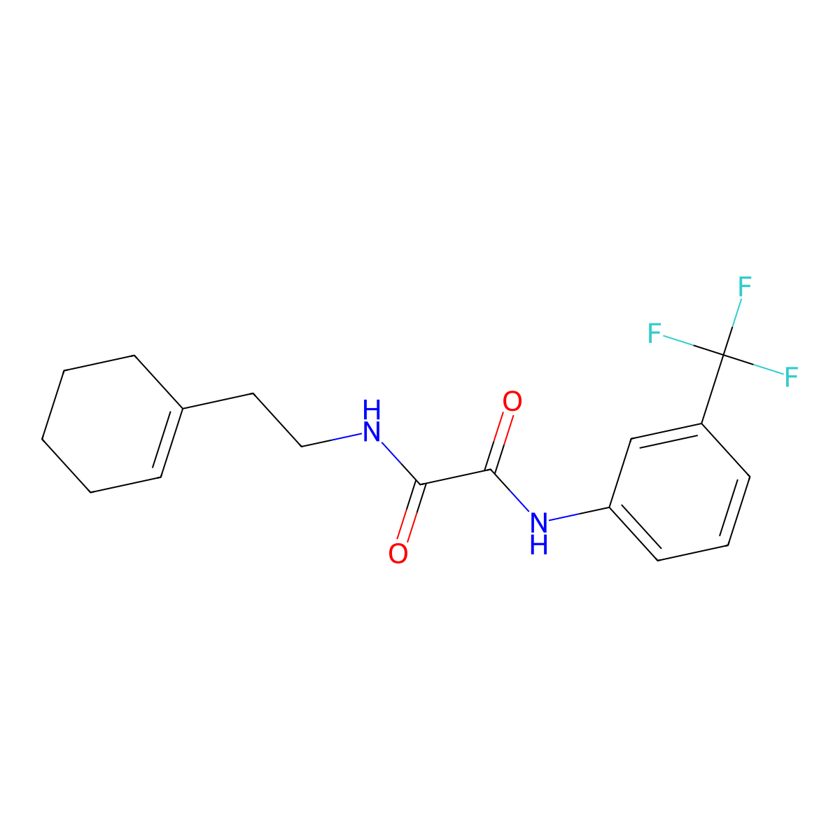 N-[2-(cyclohexen-1-yl)ethyl]-N'-[3-(trifluoromethyl)phenyl]oxamide molecular structure, CAS 428838-58-8