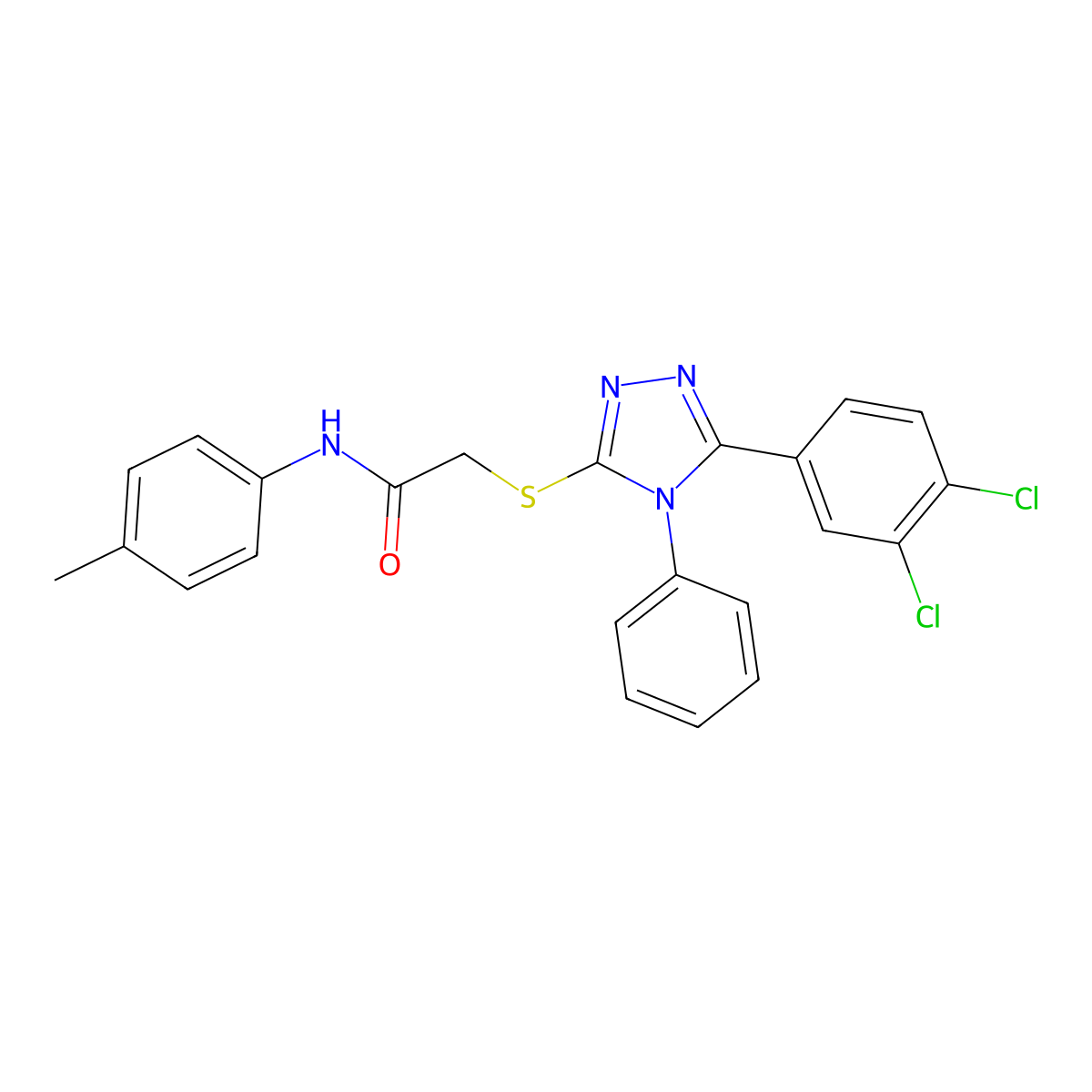 2-{[5-(3,4-dichlorophenyl)-4-phenyl-4H-1,2,4-triazol-3-yl]sulfanyl}-N-(4-methylphenyl)acetamide molecular structure, CAS 428838-60-2