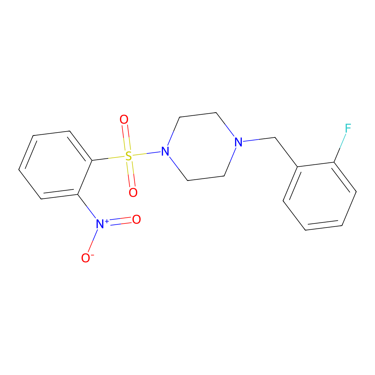 1-(2-Fluorobenzyl)-4-[(2-nitrophenyl)sulfonyl]piperazine molecular structure, CAS 428838-66-8