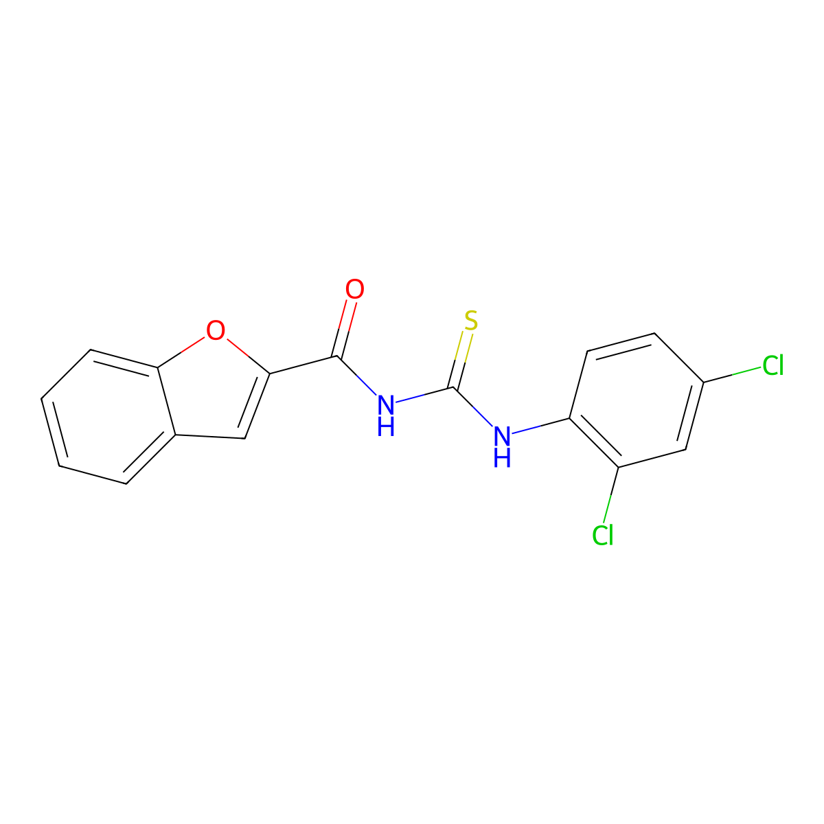 N-[(2,4-dichlorophenyl)carbamothioyl]-1-benzofuran-2-carboxamide molecular structure, CAS 428838-71-5