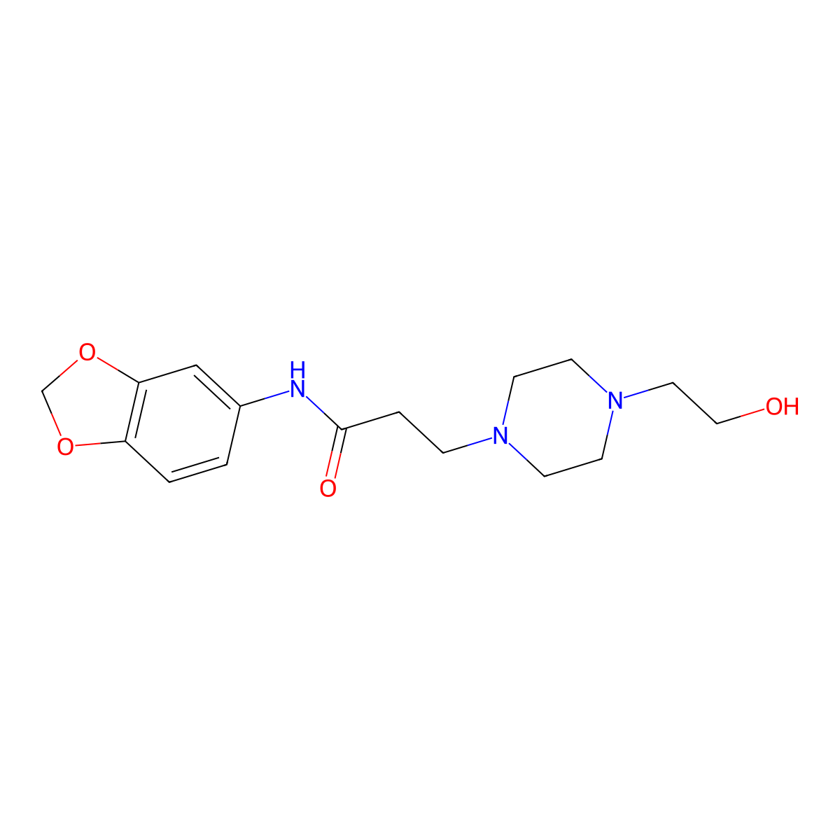 N-(1,3-benzodioxol-5-yl)-3-[4-(2-hydroxyethyl)piperazin-1-yl]propanamide molecular structure, CAS 428838-73-7