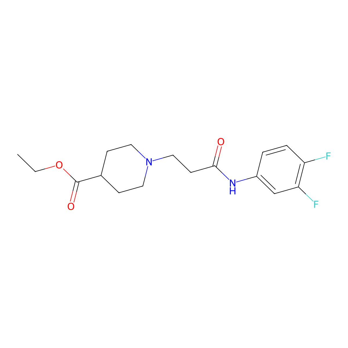 Ethyl 1-[3-(3,4-difluoroanilino)-3-oxopropyl]-4-piperidinecarboxylate molecular structure, CAS 428838-78-2