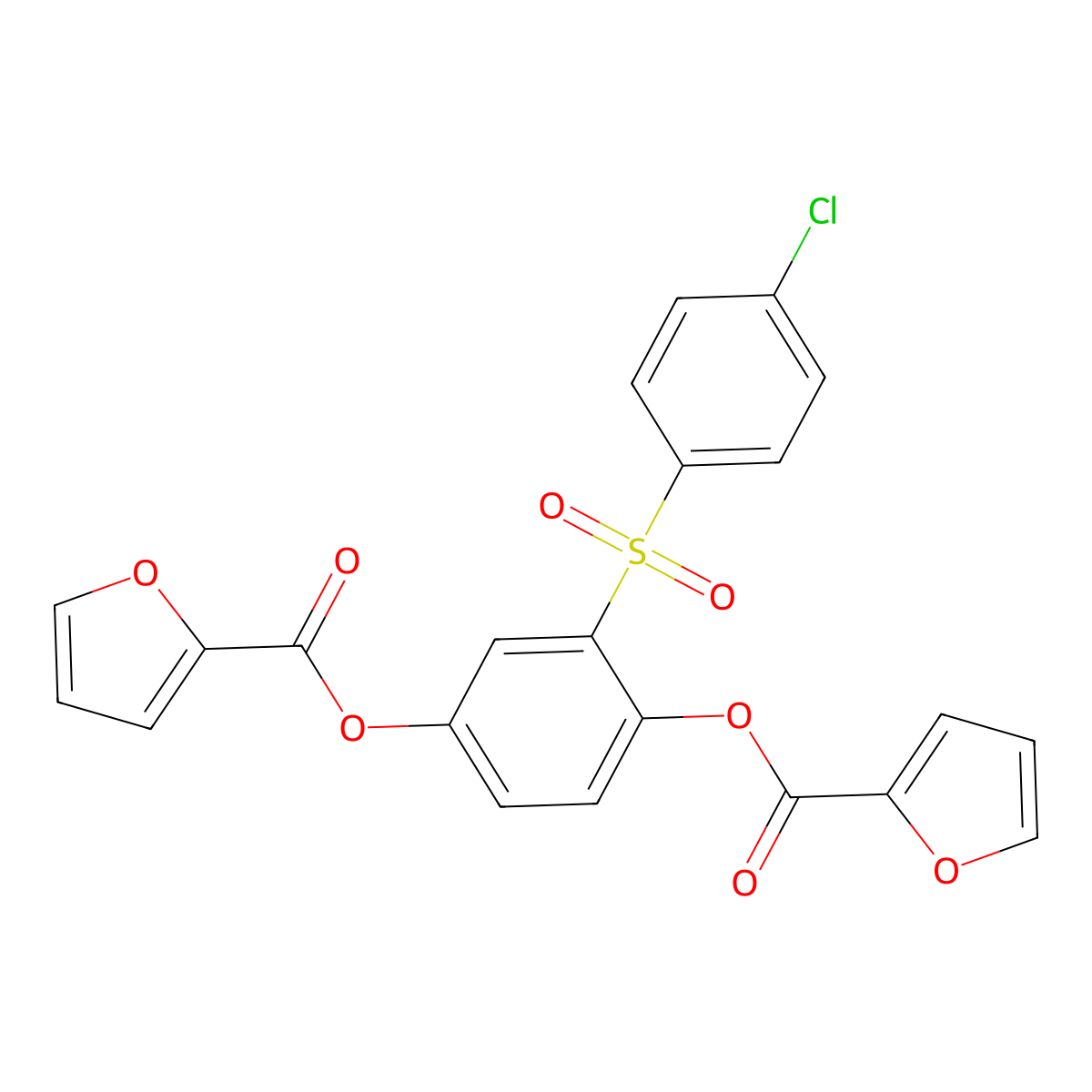 [3-(4-Chlorophenyl)sulfonyl-4-(furan-2-carbonyloxy)phenyl] furan-2-carboxylate molecular structure, CAS 428838-98-6
