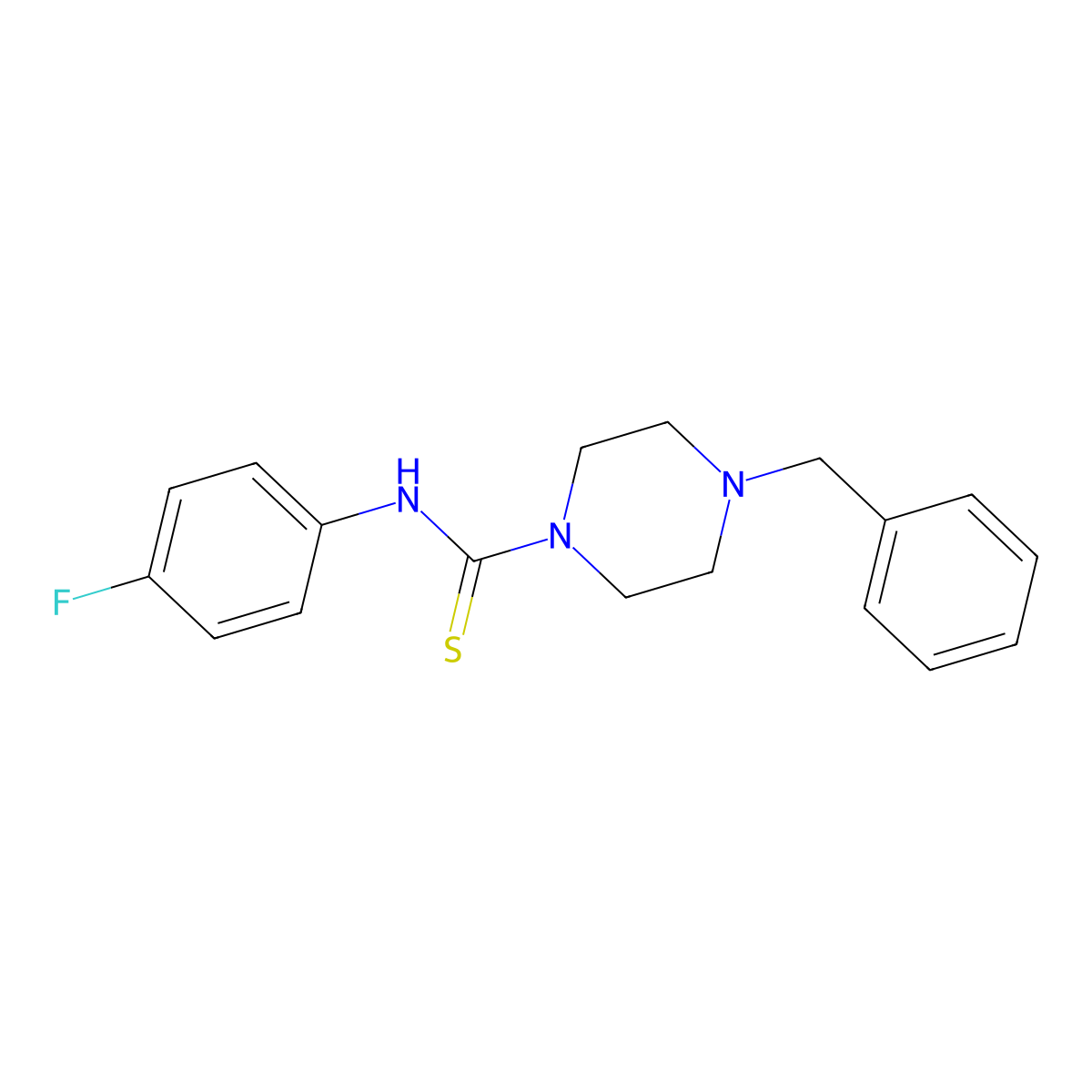 4-benzyl-N-(4-fluorophenyl)piperazine-1-carbothioamide molecular structure, CAS 428838-99-7