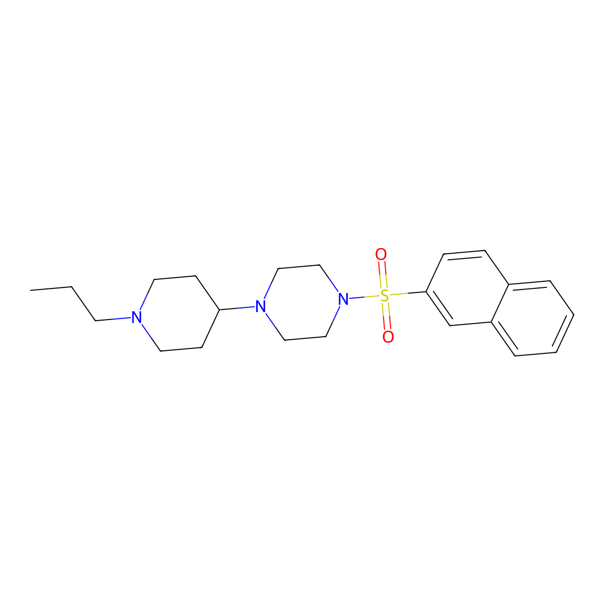 1-Naphthalen-2-ylsulfonyl-4-(1-propylpiperidin-4-yl)piperazine molecular structure, CAS 428839-01-4