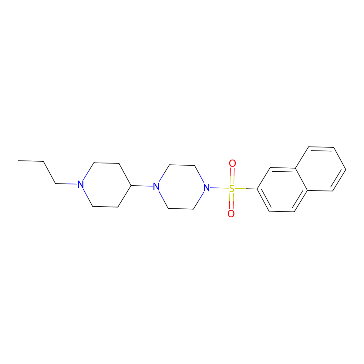 1-Naphthalen-2-ylsulfonyl-4-(1-propylpiperidin-4-yl)piperazine molecular structure, CAS 428839-01-4