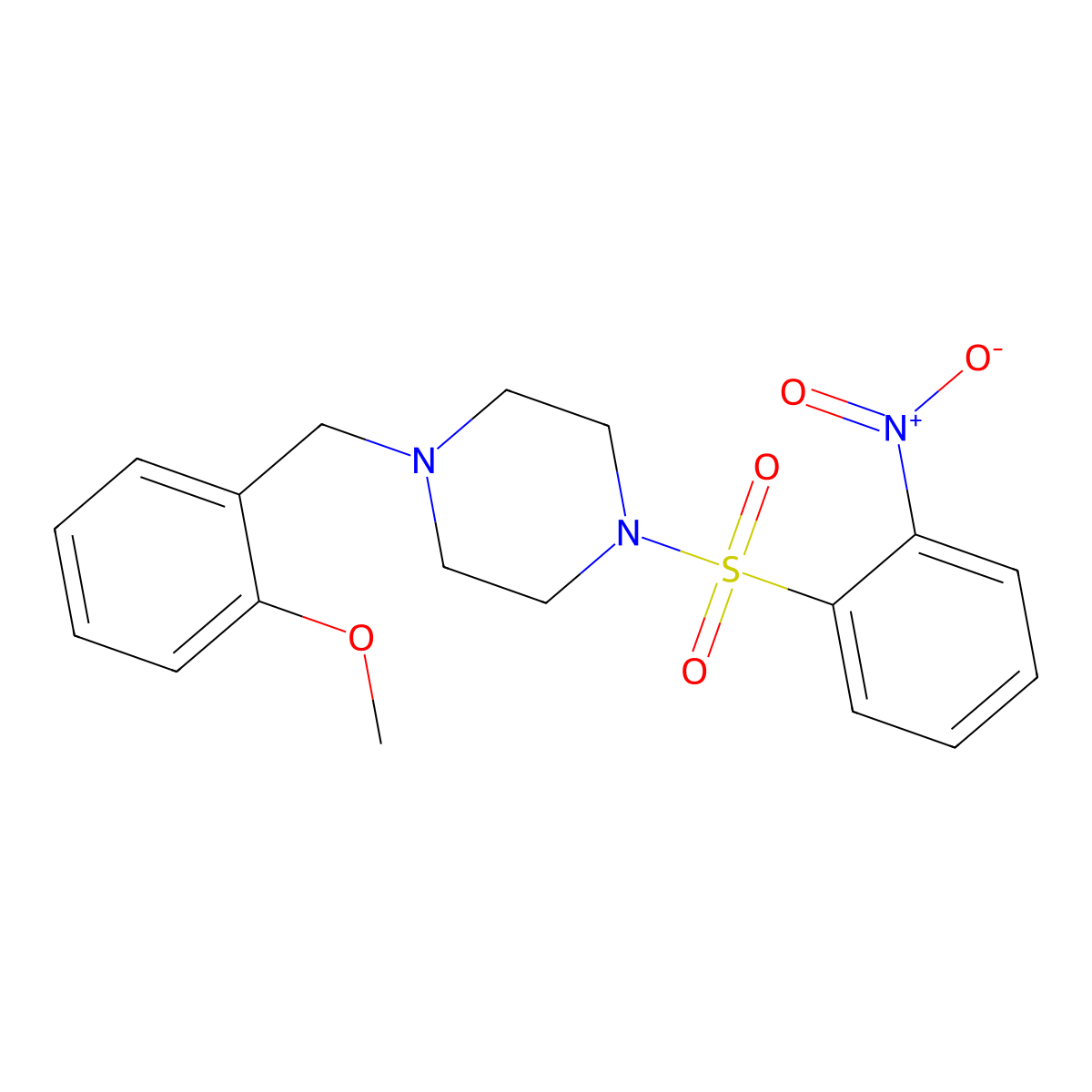 1-(2-Methoxybenzyl)-4-[(2-nitrophenyl)sulfonyl]piperazine molecular structure, CAS 428839-08-1