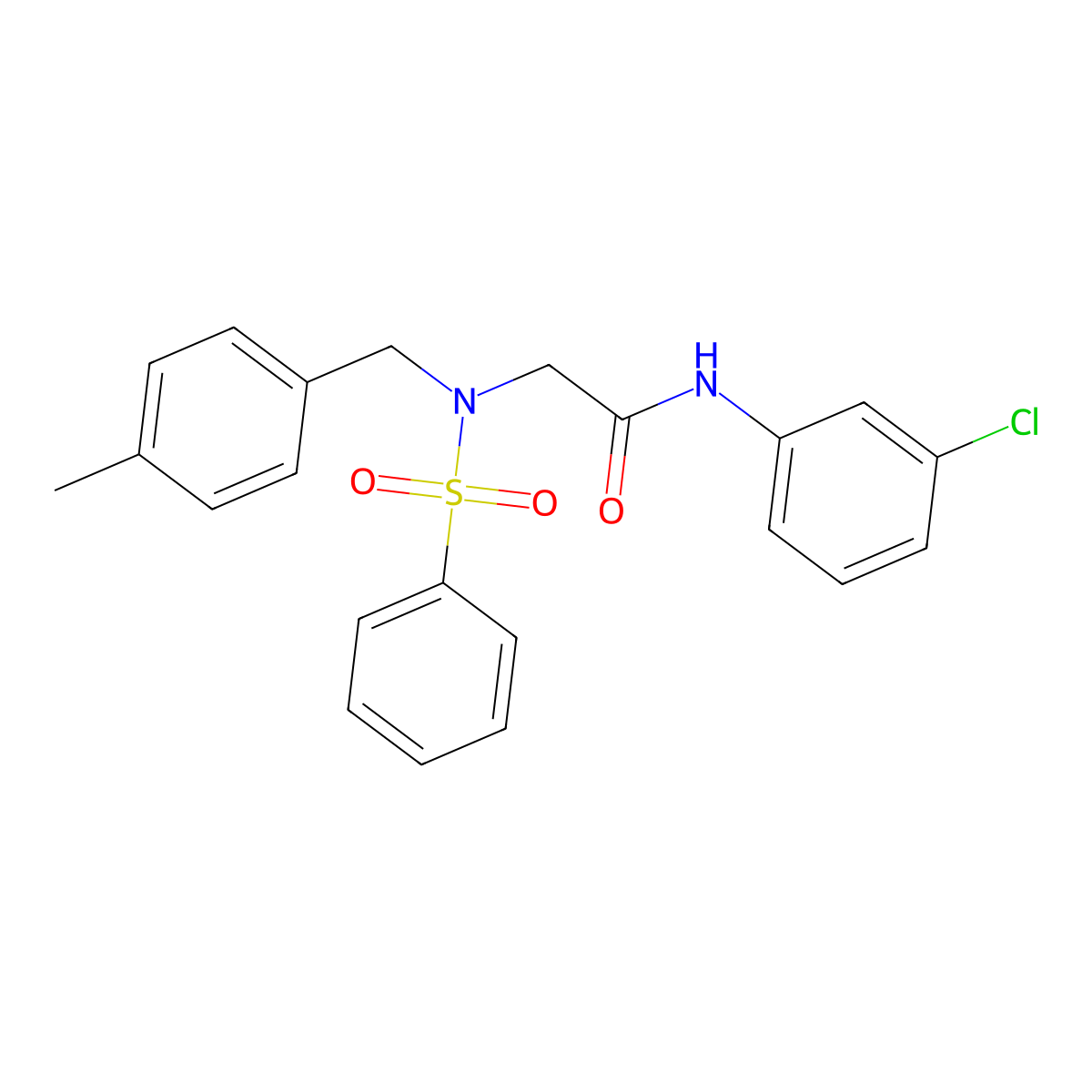 2-[benzenesulfonyl-[(4-methylphenyl)methyl]amino]-N-(3-chlorophenyl)acetamide molecular structure, CAS 428839-11-6