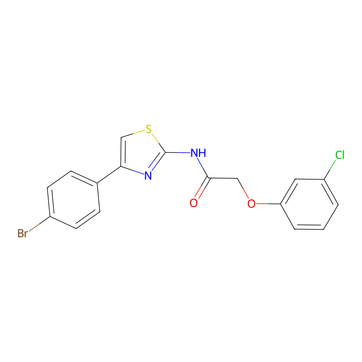 N-[4-(4-bromophenyl)-1,3-thiazol-2-yl]-2-(3-chlorophenoxy)acetamide molecular structure, CAS 428839-13-8